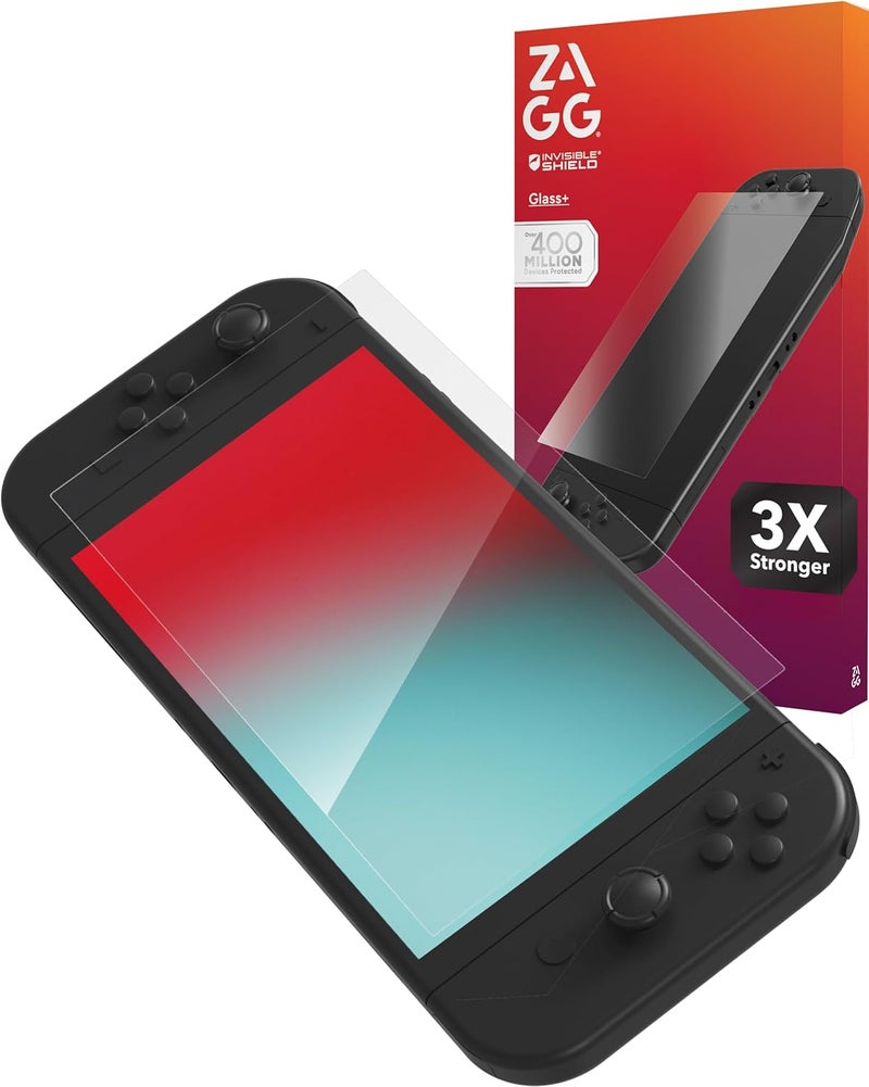 ZAGG Glass+ Nintendo Switch 2 Screen Protector – 3X Stronger Tempered Glass with Reinforced Edges, Scratch & Smudge Resistant, InvisibleShield, Easy Installation, Smooth Touch - Image 1
